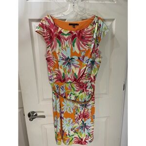 Tiana B. Floral Dress With Belt, Knee Length, Cap Sleeves Size 14 Summer/Beach